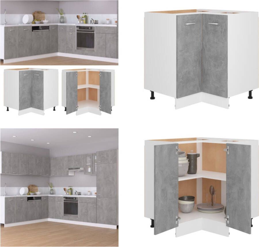 VidaXL Hoekonderkast Lyon 75 5x75 5x81 5 cm bewerkt hout betongrijs Hoekkast Hoekkasten Hoekonderkast Hoekonderkasten