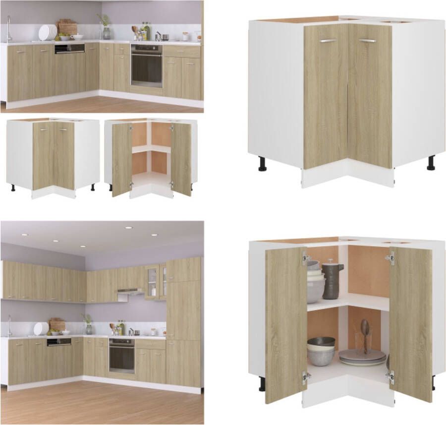 VidaXL Hoekonderkast 75-5x75-5x80-5 cm spaanplaat sonoma eikenkleurig Hoekkast Hoekkasten Hoekonderkast Hoekonderkasten
