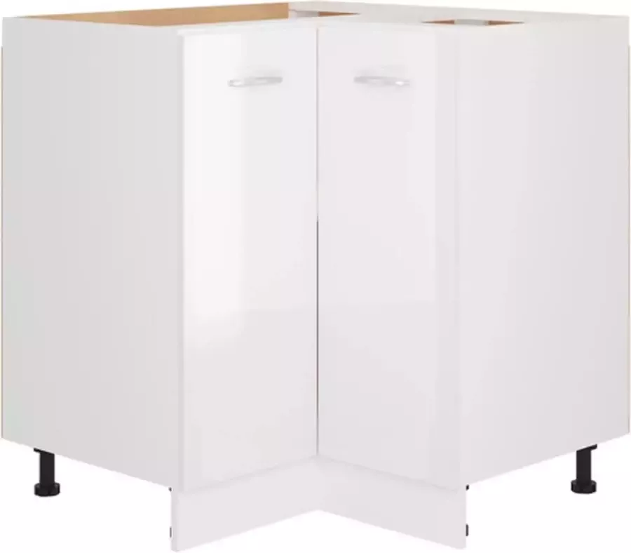 VidaXL Hoekonderkast Lyon 75 5x75 5x81 5 cm bewerkt hout hoogglans wit - Foto 4