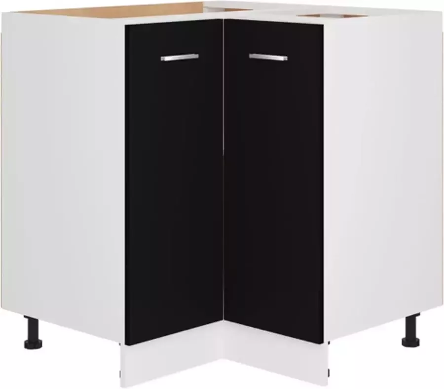 VidaXL Hoekonderkast Lyon 75 5x75 5x81 5 cm bewerkt hout zwart - Foto 3