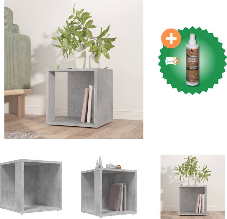 VidaXL Hoektafel Spaanplaat 33 x 33 x 34.5 cm Betongrijs Tafel Inclusief Houtreiniger en verfrisser
