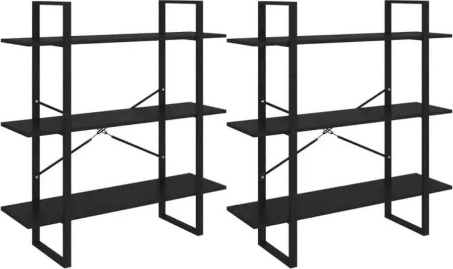 VidaXL -Hoge-kast-100x30x210-spaanplaat-zwart - Foto 2