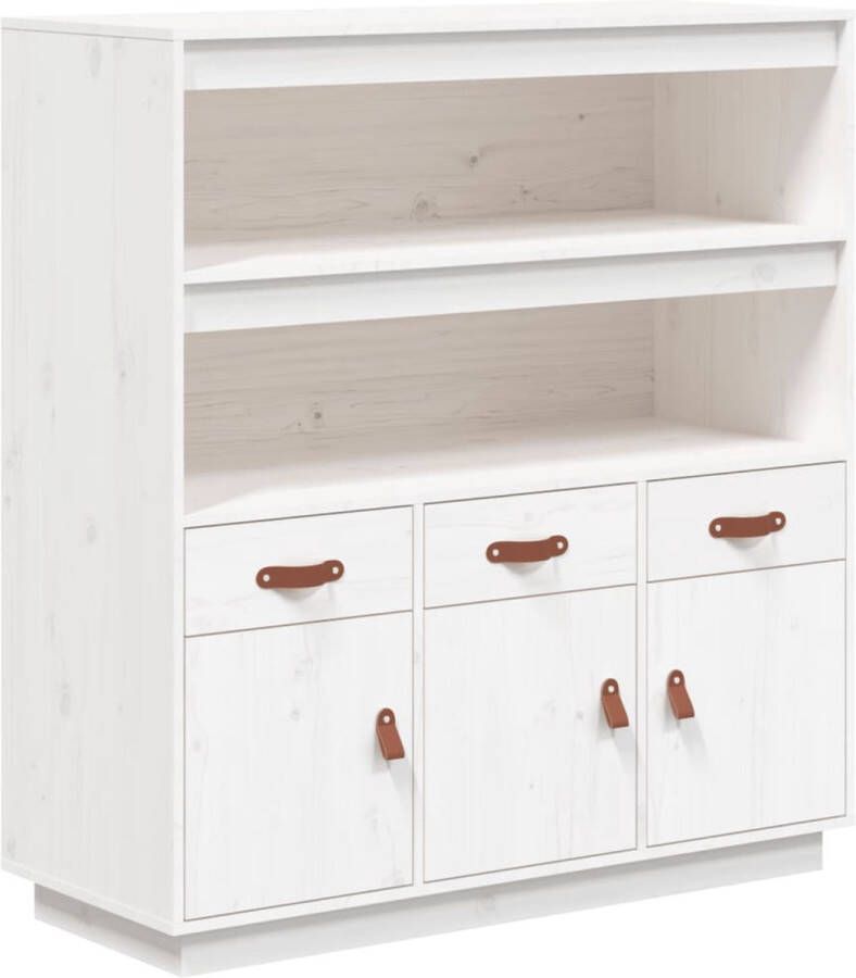 VidaXL -Hoge-kast-100x40x108 5-cm-massief-grenenhout-wit - Foto 3