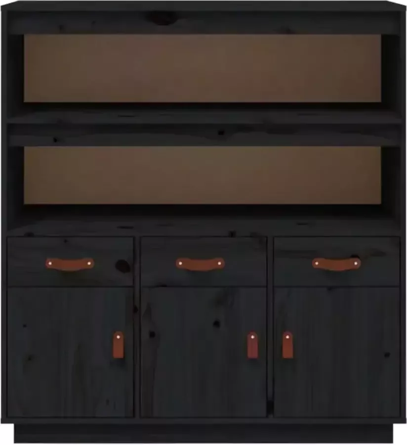 VidaXL -Hoge-kast-100x40x108 5cm-massief-grenenhout-zwart - Foto 4