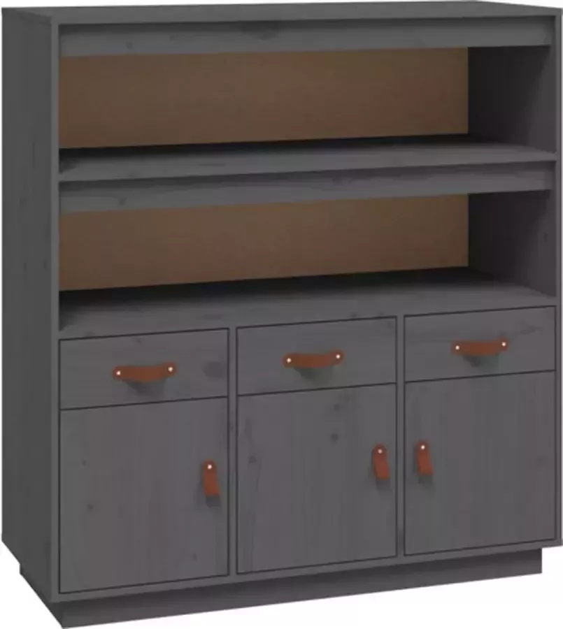 VidaXL -Hoge-kast-100x40x108 5-cm-massief-grenenhout-grijs - Foto 4