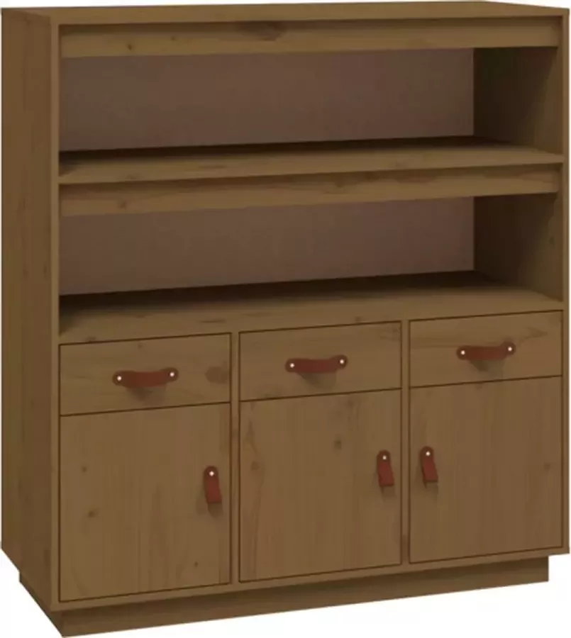 VidaXL -Hoge-kast-100x40x108 5-cm-massief-grenenhout-honingbruin - Foto 5