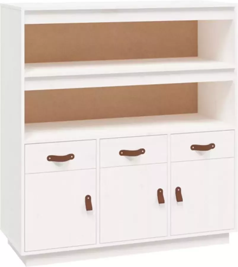 VidaXL -Hoge-kast-100x40x108 5-cm-massief-grenenhout-wit - Foto 5