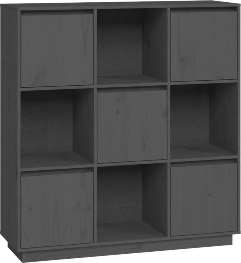 VidaXL -Hoge-kast-110 5x35x117-cm-massief-grenenhout-grijs - Foto 2