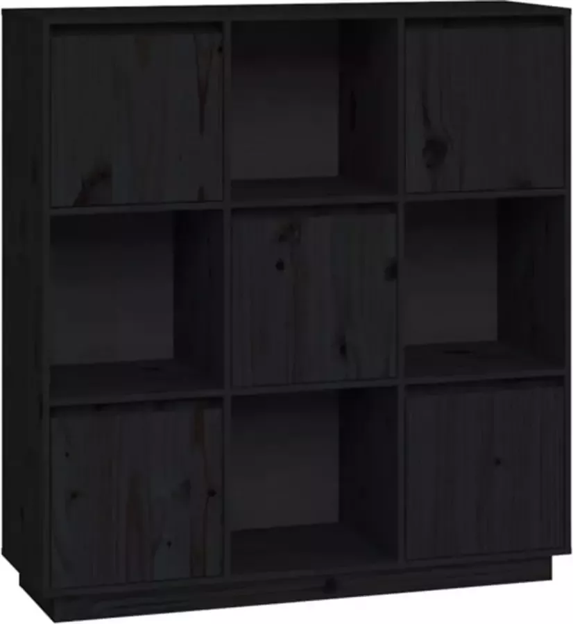 VidaXL -Hoge-kast-110 5x35x117-cm-massief-grenenhout-zwart - Foto 3