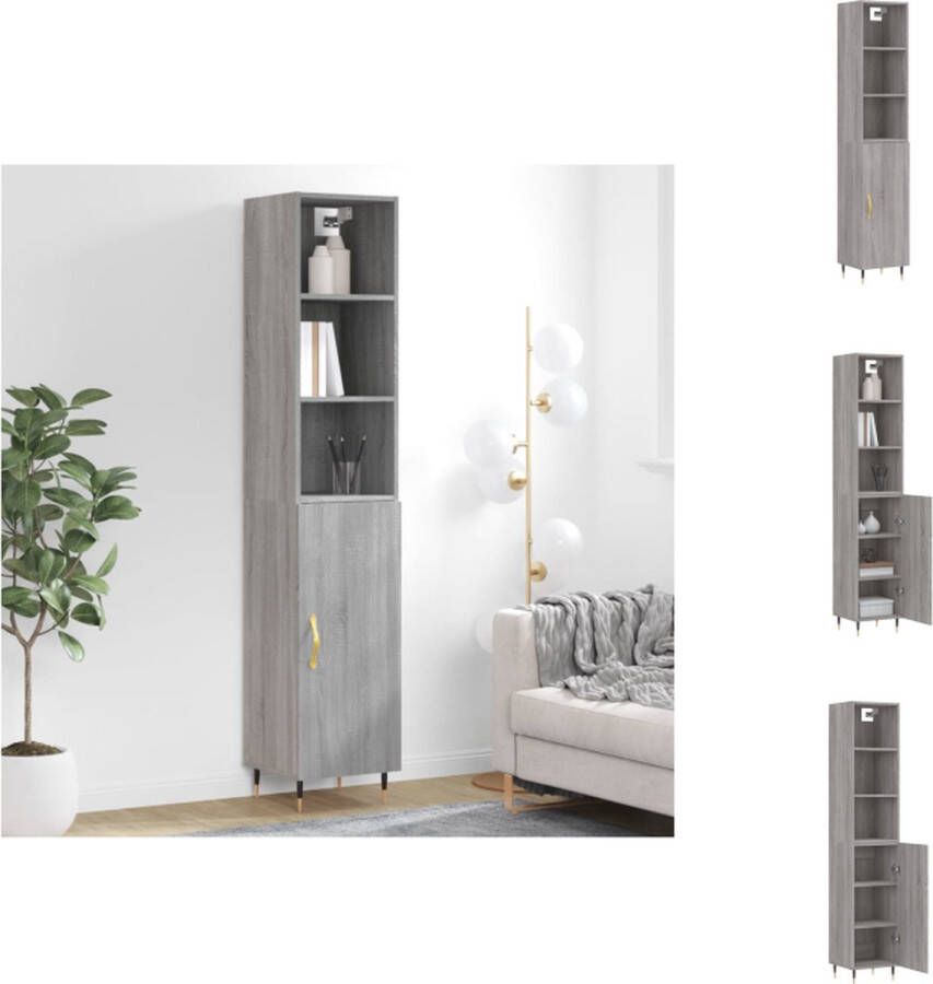 VidaXL Hoge kast 180 cm Grijs sonoma eiken Duurzaam hout en metaal Keukenkast