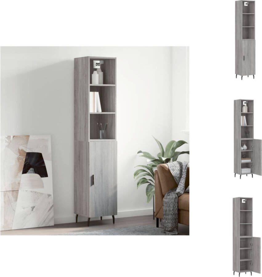 VidaXL Hoge Kast Hoge Kasten Dressoir Buffetkast Hoge kast 34-5x34x180 cm bewerkt hout grijs sonoma eikenkleurig - Foto 3