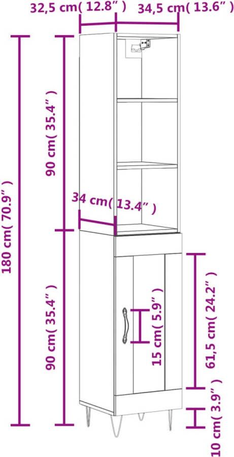 VidaXL -Hoge-kast-34 5x34x180-cm-bewerkt-hout-betongrijs - Foto 5