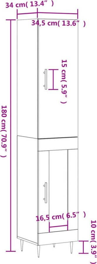 VidaXL -Hoge-kast-34 5x34x180-cm-bewerkt-hout-betongrijs - Foto 9