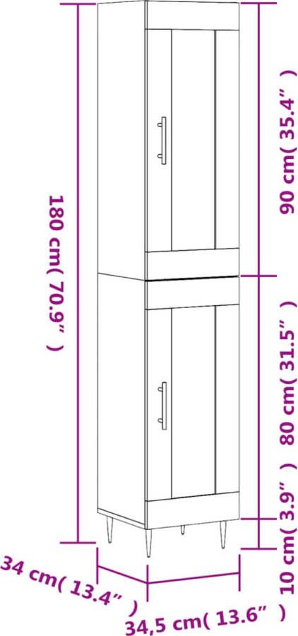 VidaXL Hoge kast 34 5x34x180 cmÂ bewerkt hout betongrijs - Foto 4