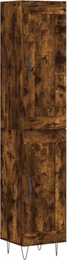 VidaXL -Hoge-kast-34 5x34x180-cm-bewerkt-hout-gerookt-eikenkleurig - Foto 14