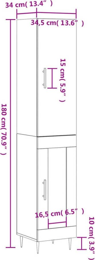 VidaXL -Hoge-kast-34 5x34x180-cm-bewerkt-hout-gerookt-eikenkleurig - Foto 12