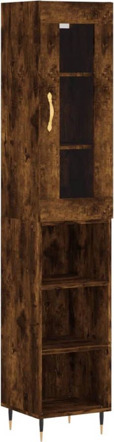 VidaXL -Hoge-kast-34 5x34x180-cm-bewerkt-hout-gerookt-eikenkleurig - Foto 2