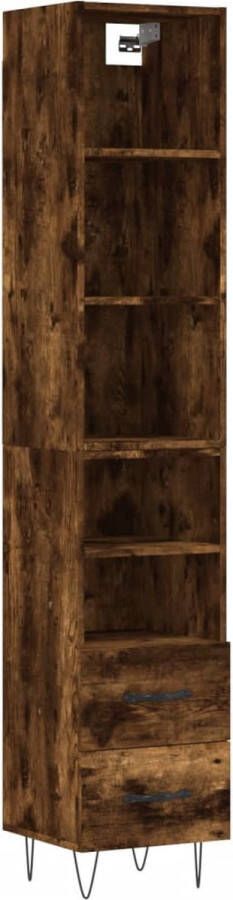 VidaXL -Hoge-kast-34 5x34x180-cm-bewerkt-hout-gerookt-eikenkleurig - Foto 2