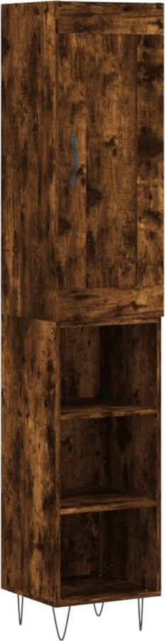 VidaXL -Hoge-kast-34 5x34x180-cm-bewerkt-hout-gerookt-eikenkleurig - Foto 6