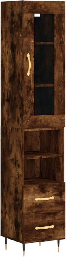 VidaXL -Hoge-kast-34 5x34x180-cm-bewerkt-hout-gerookt-eikenkleurig - Foto 10