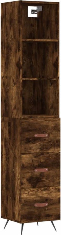 VidaXL -Hoge-kast-34 5x34x180-cm-bewerkt-hout-gerookt-eikenkleurig - Foto 2