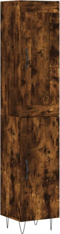 VidaXL -Hoge-kast-34 5x34x180-cm-bewerkt-hout-gerookt-eikenkleurig - Foto 13