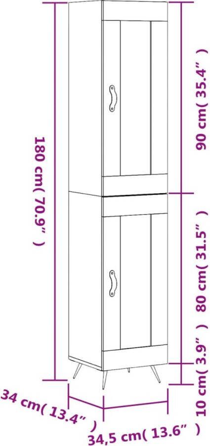 VidaXL -Hoge-kast-34 5x34x180-cm-bewerkt-hout-hoogglans-wit - Foto 4