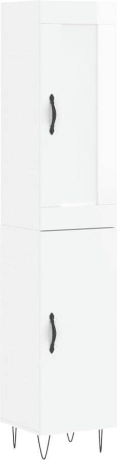 VidaXL Hoge kast 34 5x34x180 cm Hoogglans wit Hoge Kast Houten Kast Witte Kast Opslagoplossing Woonkamerinrichting - Foto 13