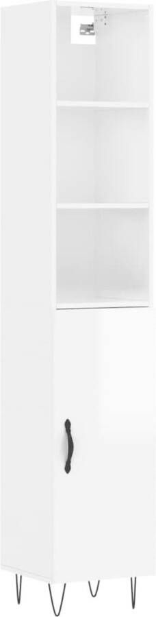 VidaXL Hoge kast 34 5x34x180 cm Hoogglans wit Hoge Kast Houten Kast Witte Kast Opslagoplossing Woonkamerinrichting - Foto 14