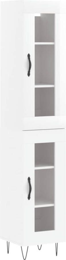 VidaXL Hoge Kast Hoogglans Wit 180 cm Hoge Kast Dressoir Buffetkast Houten Kast