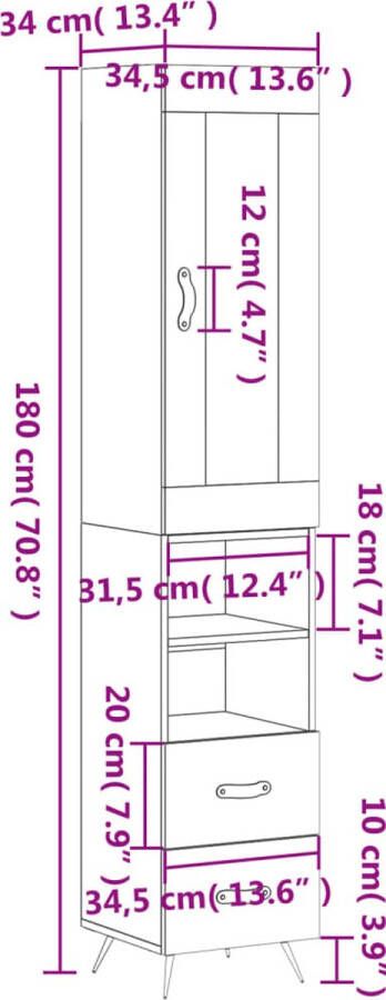VidaXL -Hoge-kast-34 5x34x180-cm-bewerkt-hout-sonoma-eikenkleurig - Foto 8
