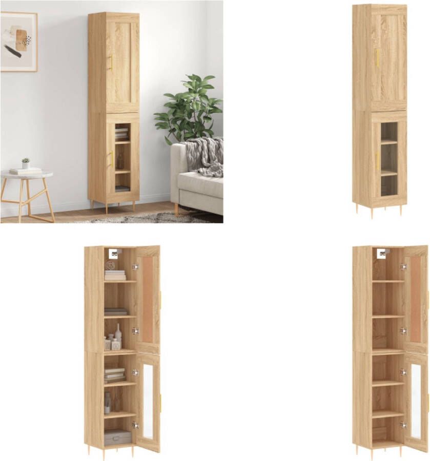 VidaXL Hoge kast 34-5x34x180 cm bewerkt hout sonoma eikenkleurig Hoge Kast Hoge Kasten Dressoir Buffetkast