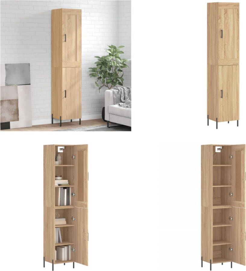 vidaXL Hoge kast 34-5x34x180 cm bewerkt hout sonoma eikenkleurig Hoge Kast Hoge Kasten Dressoir Buffetkast