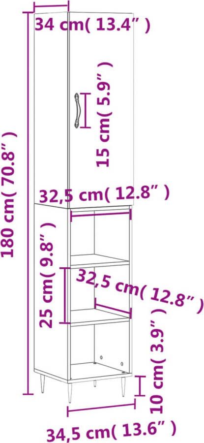 VidaXL -Hoge-kast-34 5x34x180-cm-bewerkt-hout-wit - Foto 5