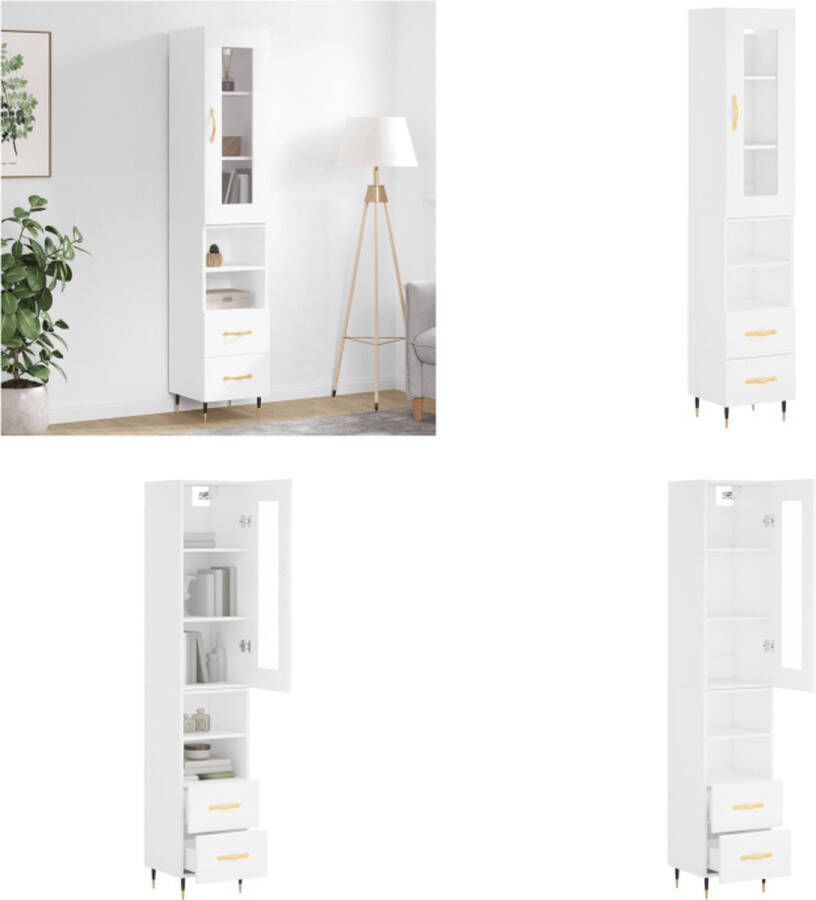 VidaXL -Hoge-kast-34-5x34x180-cm-bewerkt-hout-wit Hoge Kast Hoge Kasten Dressoir Buffetkast - Foto 6