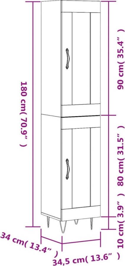 VIDAXL Hoge kast 34 5x34x180 cm bewerkt hout zwart - Foto 2