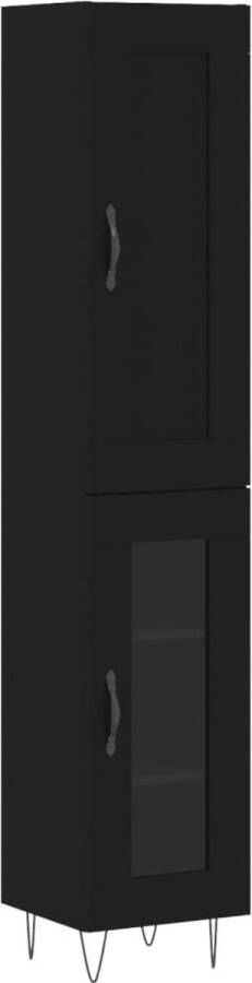 VIDAXL Hoge kast 34 5x34x180 cm bewerkt hout zwart - Foto 4
