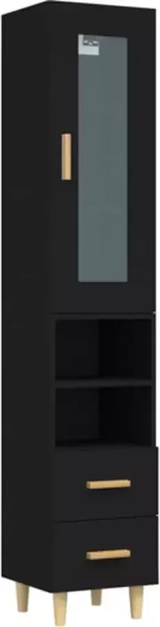 VidaXL Hoge kast 34 5x34x180 cm bewerkt hout zwart - Foto 3