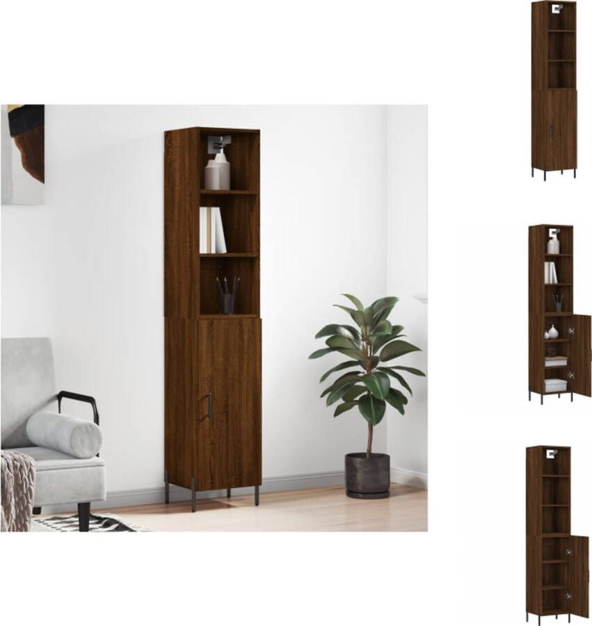 VidaXL Hoge Kast Hoge Kasten Dressoir Buffetkast Hoge kast 34-5x34x180 cm bewerkt hout bruineikenkleurig