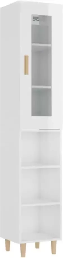 VidaXL Hoge kast 34.5x34x180 cm bewerkt hout hoogglans wit - Foto 2