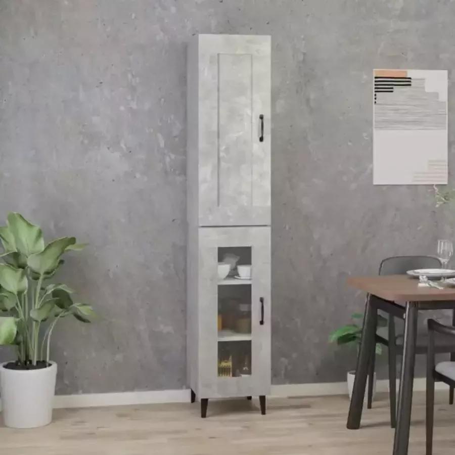 VidaXL Hoge kast 35x34x180 cm bewerkt hout betongrijs