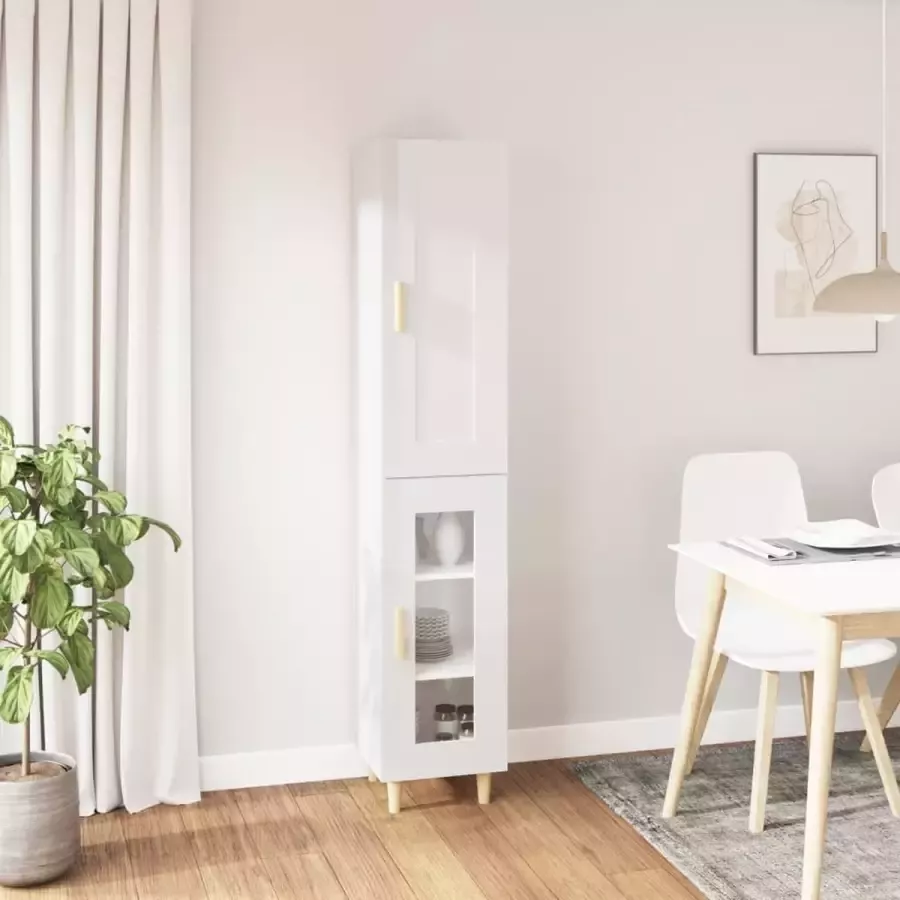 VidaXL Hoge kast 35x34x180 cm bewerkt hout hoogglans wit - Foto 4