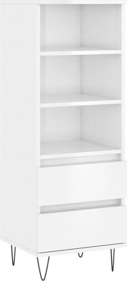 VidaXL Hoge kast 40x36x110 cm Hoogglans wit Bijzettafel Houten Kast Witte Kast Opslagkast Keukenkast - Foto 6