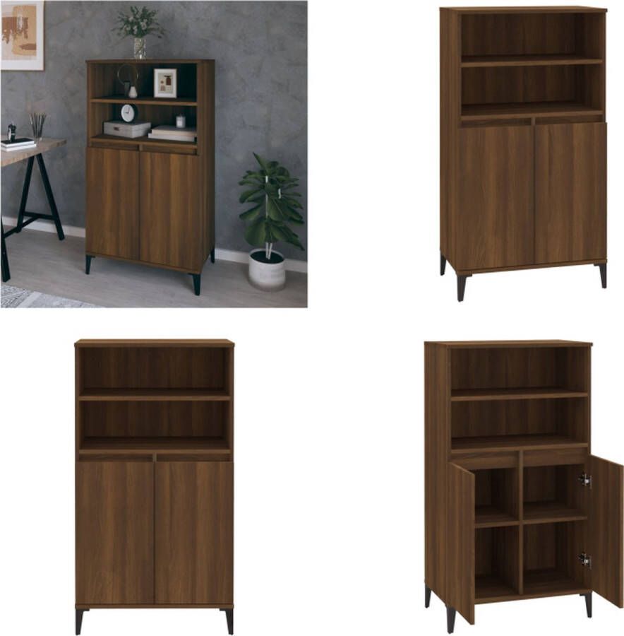 VidaXL Hoge kast 60x36x110 cm bewerkt hout bruineikenkleurig Hoge Kast Hoge Kasten Kast Opbergkast - Foto 2