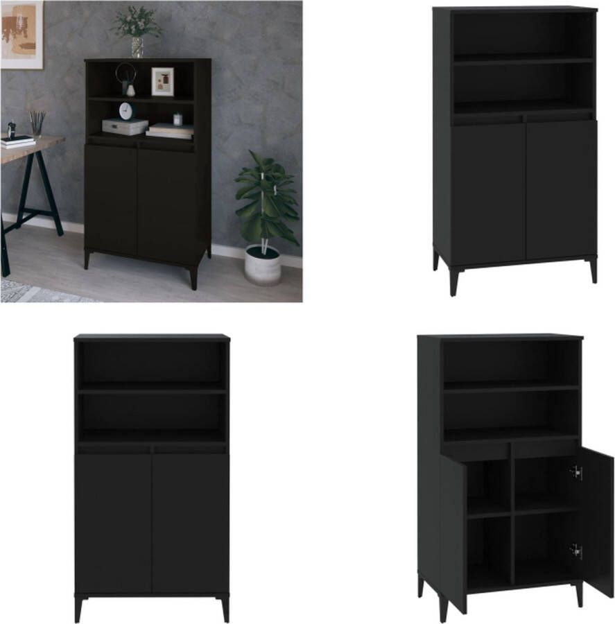 VidaXL Hoge kast 60x36x110 cm bewerkt hout zwart Hoge Kast Hoge Kasten Kast Opbergkast - Foto 2