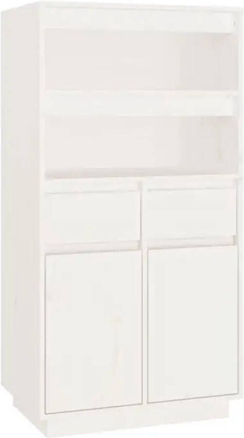 VidaXL -Hoge-kast-60x40x116 5-cm-massief-grenenhout-wit - Foto 2