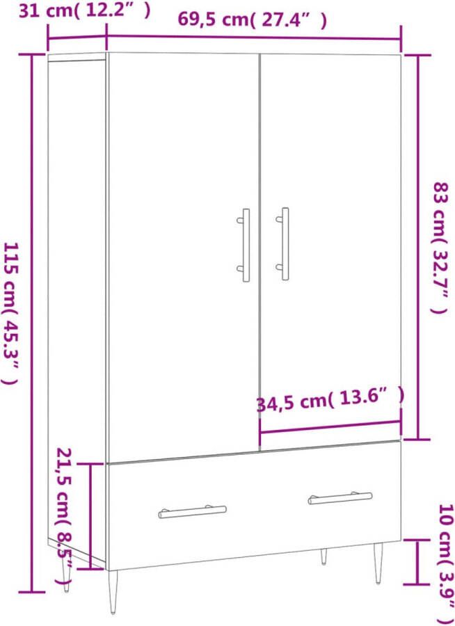 Prolenta Premium INFIORI Hoge kast 69 5x31x115 cm bewerkt hout betongrijs - Foto 5