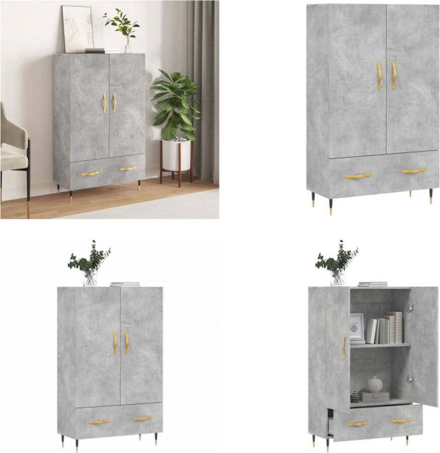 VidaXL Hoge kast 69 5x31x115 cm bewerkt hout betongrijs Hoge Kast Hoge Kasten Dressoir Kast - Foto 3