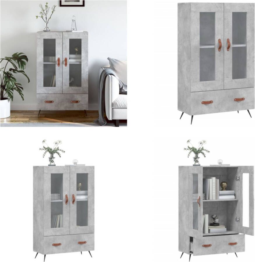 VidaXL Hoge kast 69-5x31x115 cm bewerkt hout betongrijs Hoge Kast Hoge Kasten Dressoir Kast