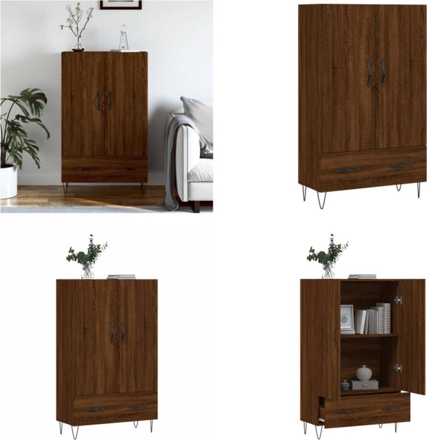 VidaXL Hoge kast 69-5x31x115 cm bewerkt hout bruineikenkleurig Hoge Kast Hoge Kasten Dressoir Kast - Foto 3